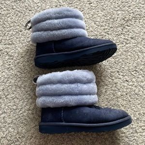 EUC Ugg Fluff Mini Quilted Boots size kids 13 in blue